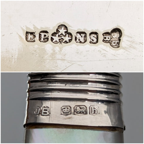 1925年 英国アンティーク 白蝶貝ハンドル ブレッドナイフ 箱入り John Batt